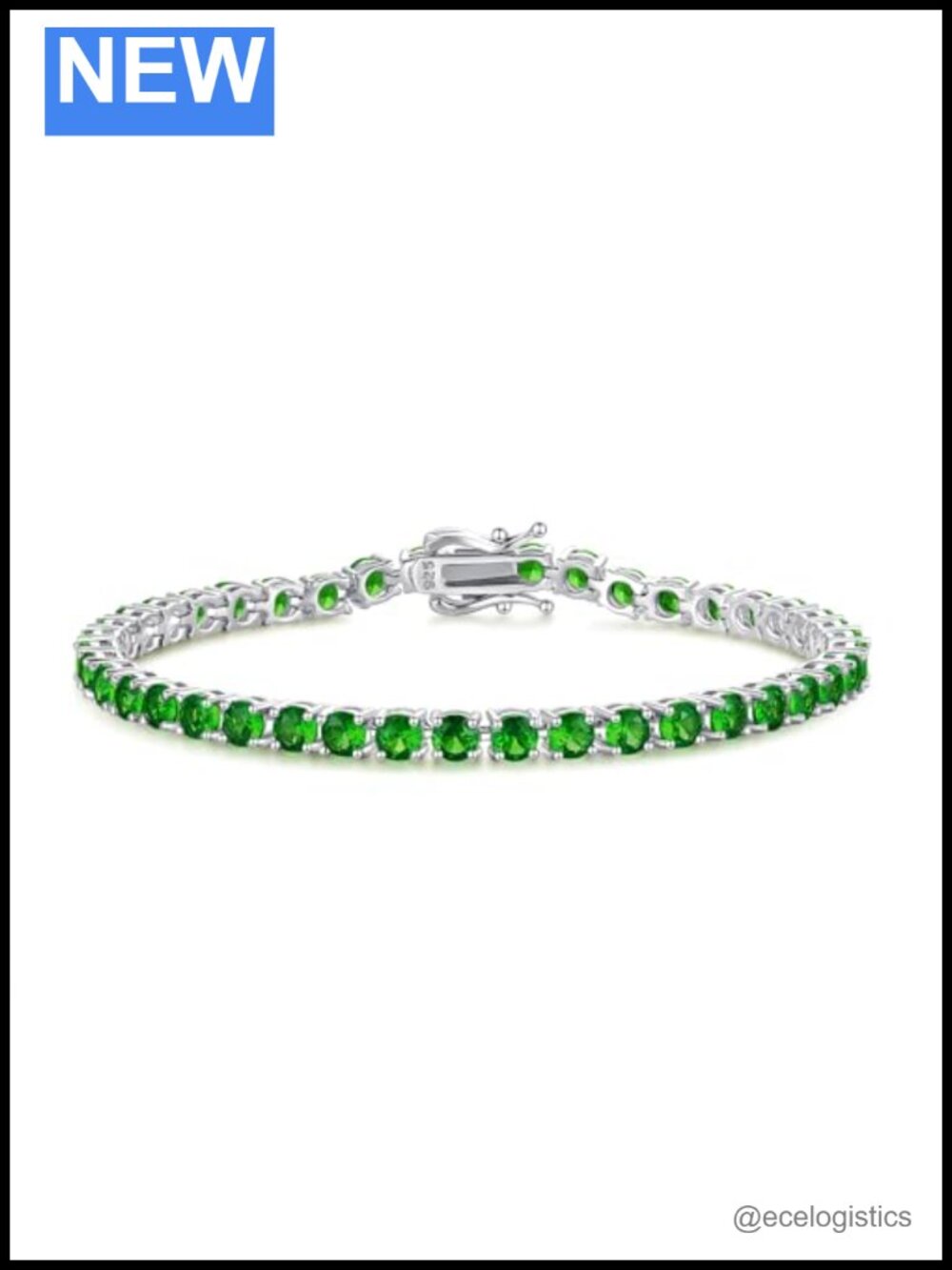 Sterling Silver Tennis Bracelet 4mm Emerald Gemstone Fine Jewelry Gift